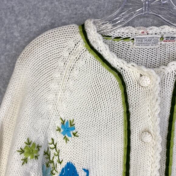 🦋 May Co Womens 38 Medium Embroidered Butterfly Cardigan Cottagecore 🦋 - Picture 9 of 13